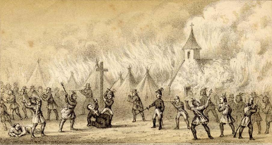 “Death of Father Sebastian Rale of the Society of Jesus. Killed by the English and Mohawks at Norridgewock, Aug. 23, 1724”, frontispiece, 