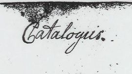 Handschrift Winckelmanns. Titelseite eines von ihm angefertigten Katalogs. Winckelmanns Nachlass, Paris, Bibliothèque Nationale de France, Département des manuscrits, Fonds allemand, Bd. 73, fol. 46.